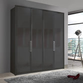 Wiemann Bristol Graphite Glass Front 4 Door Wardrobe - Pendle Village Furniture